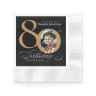 80th Birthday Black Gold Calligraphy Custom Photo
