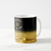 80th birthday black gold classic elegant bow name coffee mug (Front Right)