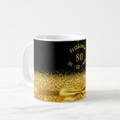 80th birthday black gold classic elegant bow name coffee mug (Front Left)
