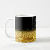 80th birthday black gold classic elegant bow name coffee mug (Left)