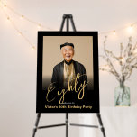 80th Birthday Black Gold Custom Photo Welcome Foam Board<br><div class="desc">80th Birthday Black Gold Custom Photo Welcome Foam Board. Introducing our Modern Minimal milestone birthday invitation, where class meets simplicity in a timeless celebration. The black and gold palette exudes sophistication, creating an elegant backdrop for your special day. This design embraces simplicity in a modern context, offering a refined aesthetic...</div>