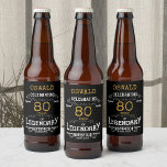 80th Birthday Black Gold  Legendary Funny Beer Bottle Label<br><div class="desc">A personalized elegant 80th birthday beer bottle label that is easy to customize for that special birthday party occasion.</div>