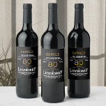 80th Birthday Black Gold  Legendary Funny  Wine La Wine Label<br><div class="desc">A personalized elegant wine bottle label that is easy to customize for that special birthday party occasion.</div>