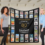 80th Birthday Black Gold  Legendary Photo Fleece Blanket<br><div class="desc">Personalized gift fleece blanket with 32 photos of your choice. A wonderful gift idea to commemorate a special birthday for that wonderful person. TOP TIP: If you Pre-crop your photos into a square shape before you upload them you have control of how they look. No problem if you can't do...</div>