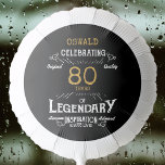 80th Birthday Black Gold  Legendary Retro Balloon<br><div class="desc">A personalized elegant balloon that is easy to customize for that special 80th birthday party. The retro black and gold design adds a touch of refinement to that special celebration.</div>