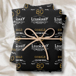 80th Birthday Black Gold  Legendary Retro Wrapping Paper Sheets<br><div class="desc">Vintage Black Gold Elegant wrapping paper - Personalized 80th Birthday Celebration wrapping. Celebrate your milestone 80th birthday with a touch of elegance, class, and sweetness! Our Vintage Black Gold wraps are the perfect way to make your mark with personalized birthday favors. Every sheet has a rich and luxurious black and...</div>