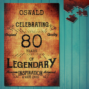 80th Birthday Black Gold  Legendary Vintage Jigsaw Puzzle