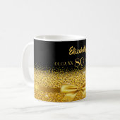 80th birthday black gold name classic elegant coffee mug (Front Left)