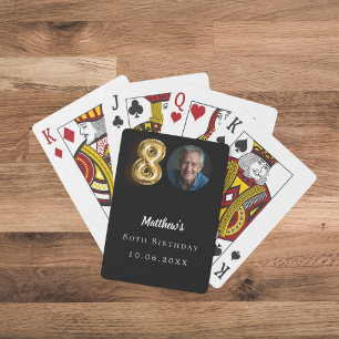 80th birthday black gold photo poker cards