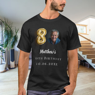 80th birthday black gold photo T-Shirt