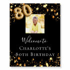 80th birthday black gold stars photo welcome