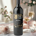 80th birthday black gold stars photo wine label<br><div class="desc">Black background,  decorated with golden stars. Personalize and add a photo,  name,  age,  date.</div>