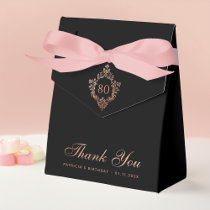 80th Birthday Black Pink Elegant Vintage Crest Favor Boxes