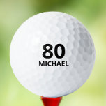 80th Birthday Black Script Personalized Name Golf Balls<br><div class="desc">80th Birthday Black Script Personalized Name features the age with the persons name below. Personalize by editing the text in the text boxes provided.  Perfect for a golfer or sports lover for their eightieth birthday. Designed by ©Evco Studio www.zazzle.com/store/evcostudio</div>