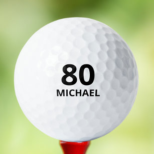 80th Birthday Black Script Personalized Name Golf Balls