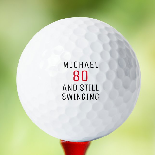 80th Birthday Black Script Personalized Name Golf Balls (Creator Uploaded)