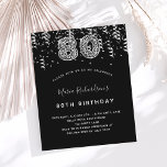 80th birthday black silver leopard invitation<br><div class="desc">A modern, stylish and glamorous invitation for a 80th birthday party. A black background, decorated with silver confetti. The name is written with a modern hand lettered style script. Personalize and add your party details. Number 80 is written with a trendy balloon style font, leopard pattern. 1 sheet = 1...</div>