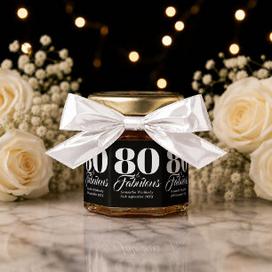 80th Birthday Black White Party Keepsake Honey Jar Favors