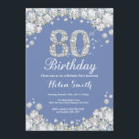 80th Birthday Blue and Silver Diamond Invitation<br><div class="desc">80th Birthday Invitation. Blue and Silver Rhinestone Diamond. Elegant Birthday Bash invite. Adult Birthday. Women Birthday. Men Birthday. For further customization,  please click the "Customize it" button and use our design tool to modify this template.</div>