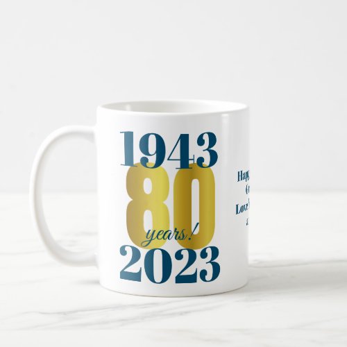 80th Birthday Blue Gold Coffee Mug