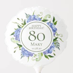 80th Birthday Blue Hydrangeas Small Balloon