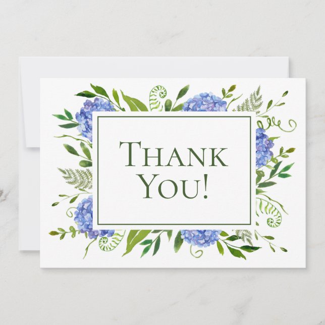80th Birthday Blue Hydrangeas Thank You Card (Front)
