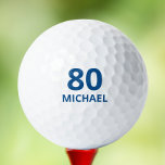 80th Birthday Blue Script Personalized Name Golf Balls<br><div class="desc">80th Birthday Blue Script Personalized Name features the age with the persons name below. Personalize by editing the text in the text boxes provided.  Perfect for a golfer or sports lover for their eightieth birthday. Designed by ©Evco Studio www.zazzle.com/store/evcostudio</div>