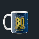 80th Birthday Blue Space Typography Coffee Mug<br><div class="desc">A bold and striking 80th birthday mug. This special milestone birthday mug consists of the typography 'Happy 80th birthday' on a blue space background.  Add a name message for a custom gift.</div>