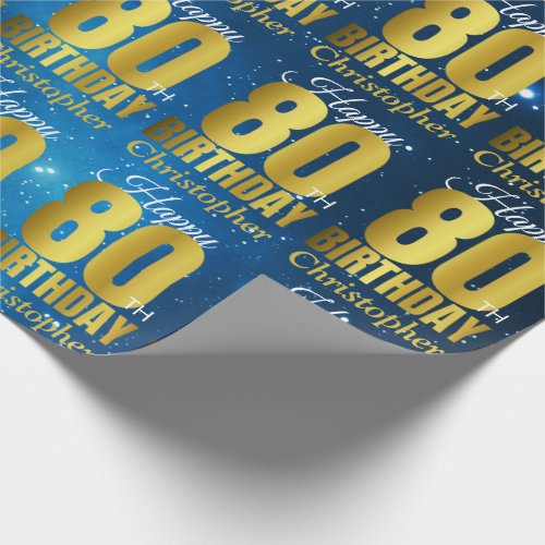 80th Birthday Blue Space Typography