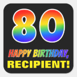 [ Thumbnail: 80th Birthday: Bold, Fun, Simple, Rainbow 80 Sticker ]