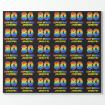 [ Thumbnail: 80th Birthday: Bold, Fun, Simple, Rainbow 80 Wrapping Paper ]