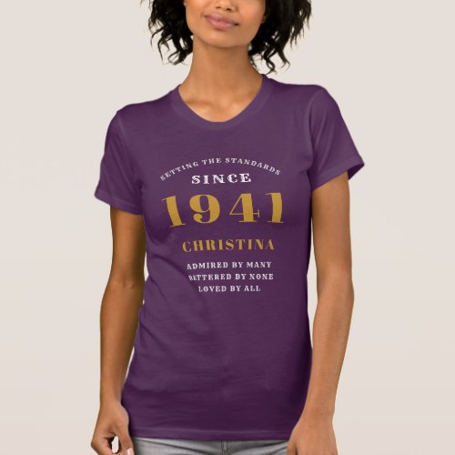 80th Birthday Born 1941 Standards Purple Womens T_Shirt