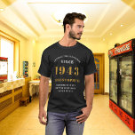 80th Birthday Born 1943 Black Add Your Name Love T-Shirt<br><div class="desc">Celebrate the amazing achievements of your loved one's 80th birthday with this cool and timeless custom t-shirt! This black and gold t-shirt can be personalized with their name and the year they were born (1943). It's perfect for birthday parties, family gatherings, and special occasions. Show your love and appreciation for...</div>