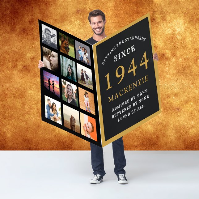 80th Birthday Born 1944 Photo Template Giant Card (Celebrate your loved one's 80th birthday in style! One-of-a-kind jumbo legendary funny card.)