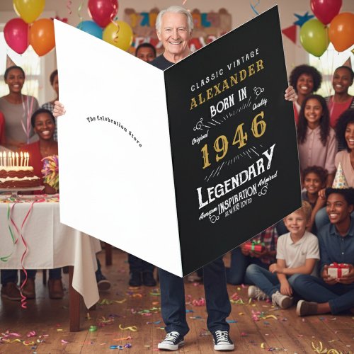 80th Birthday Born 1946 Legend Vintage Black Giant