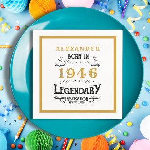 80th Birthday Born 1946 White Gold Legend Napkins