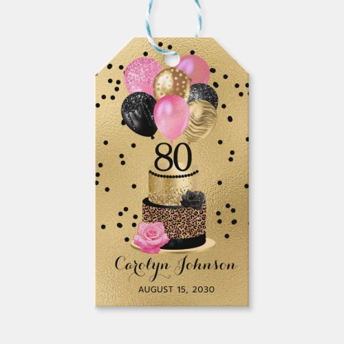80th Birthday Cake Gift Tags