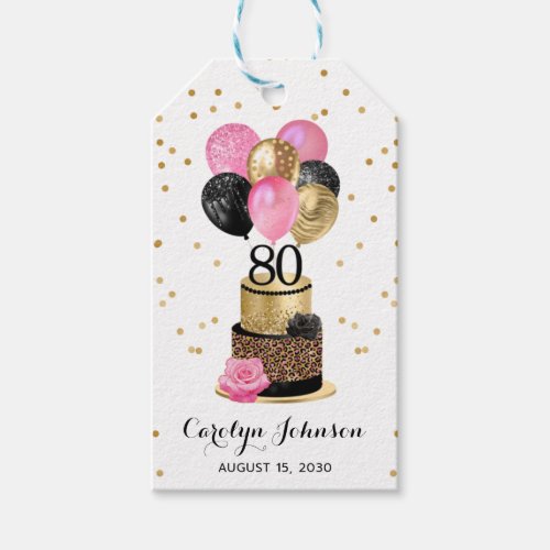 80th Birthday Cake Gift Tags