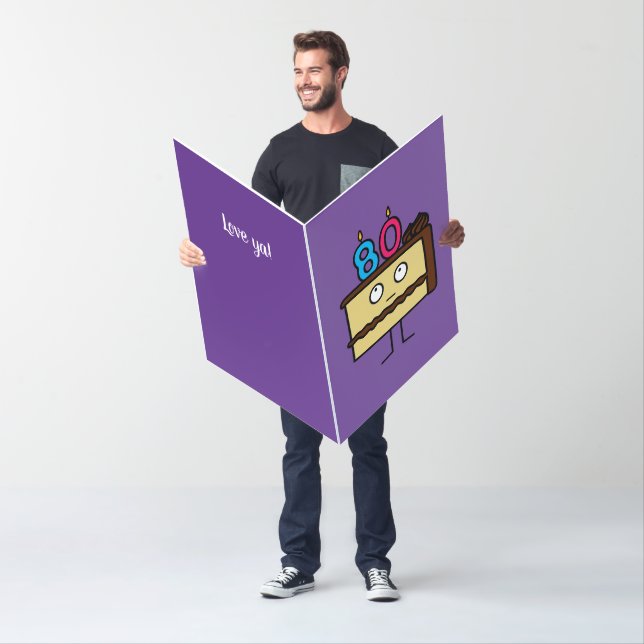 80th Birthday Cake with Candles Chocolate icing Card (In Situ)