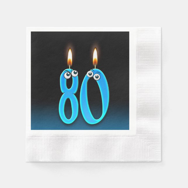 80th birthday candle with eyeballs paper napkins (Front)