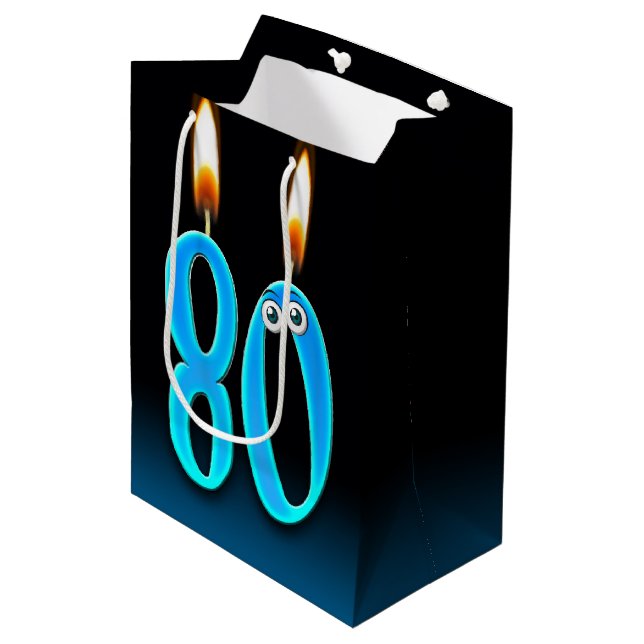 80th Birthday Candles Medium Gift Bag (Front Angled)