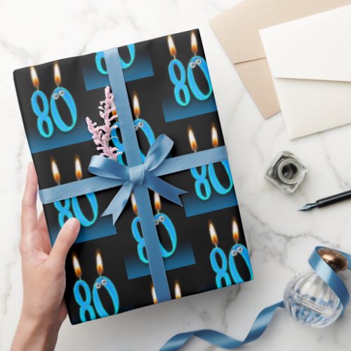 80th Birthday Candles with Eyeballs  Wrapping Paper