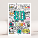 80th Birthday Card<br><div class="desc">A fun doodle-style 80th Birthday card to celebrate a very special 80th Birthday. With a colourful design,  this card will add the pop you need for a memorable day.

Made with love by Oh Gorgeous Studio</div>