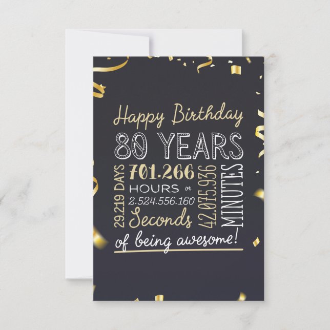 80th Birthday Card - 80 Years of being Awesome (Front)