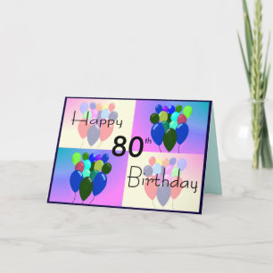 80th Birthday Card - Balloons and Wishes/Anyone