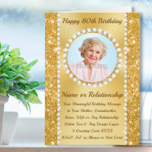 80th Birthday Card for Mum, Sister, Wife, Grandma