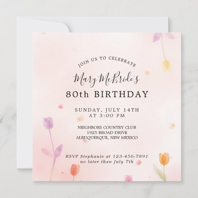 80th Birthday Card Invitation (Front)