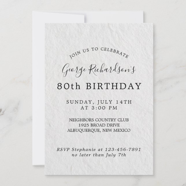 80th Birthday Card Invitation (Front)