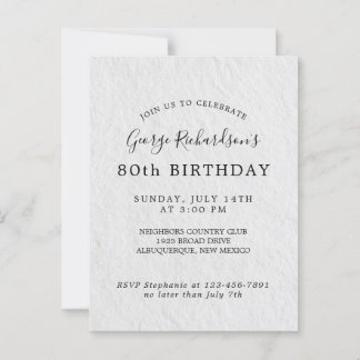 80th Birthday Card Invitation
