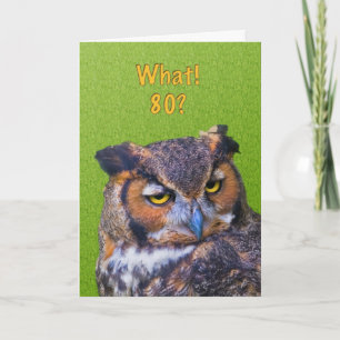 80th Birthday Card with Great Horned Owl